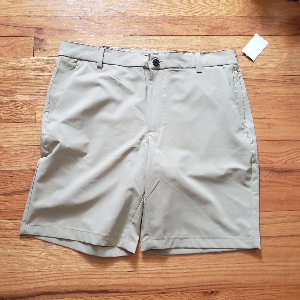 TAHARI Shorts Mens Size 34 Flexible Waistband Slim Fit Tan Every Day All Stretch
